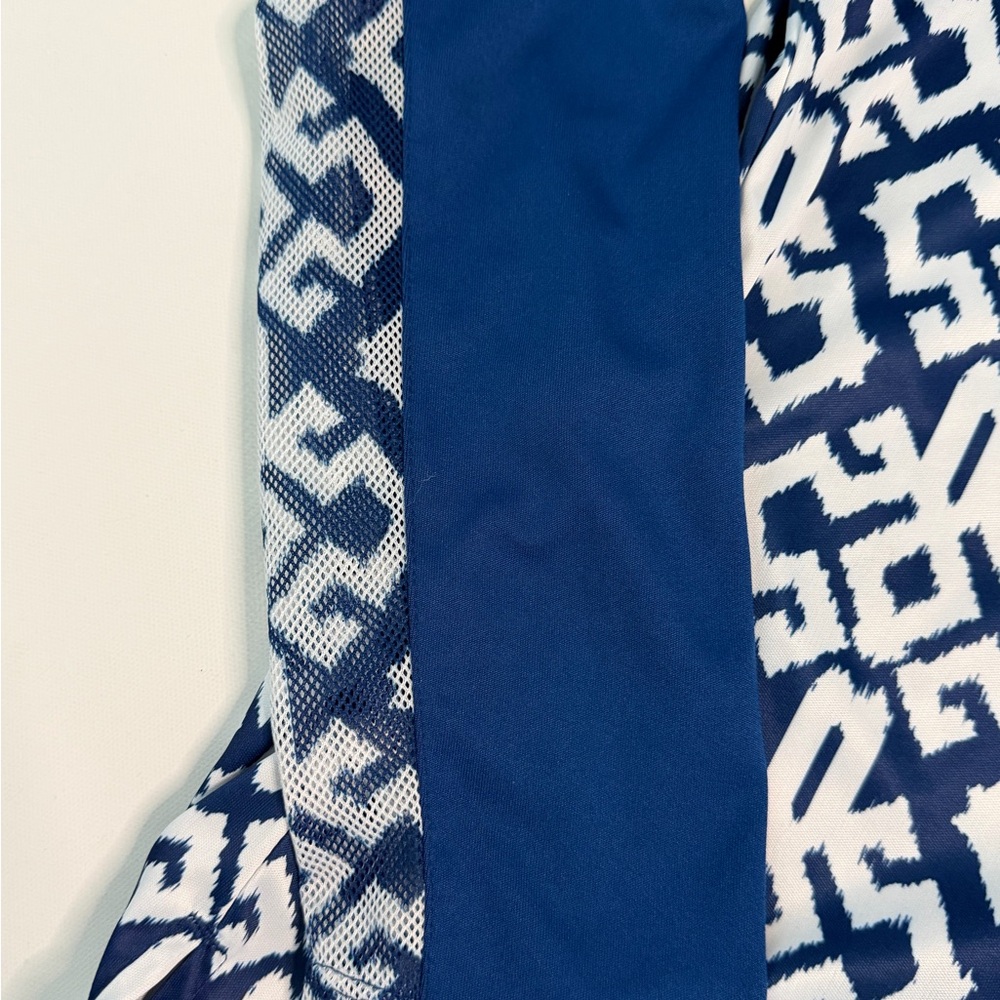 Bermuda Sands Quarter Zip Pullover Blue White Print Athletic Golf Top Medium - Picture 9 of 9